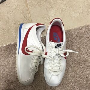 Nike White and Red Cortez Sneakers